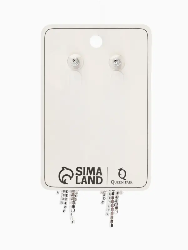 Серьги висячие со стразами &laquo;Лёд&raquo;, полукруг, белые в серебре