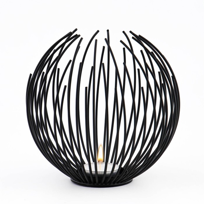 Подсвечник металлический настольный Подсвечник металлический настольный "Шар", 15.5 х 15 см, черный