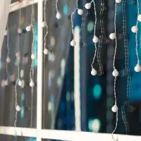 Гирлянда &laquo;Бахрома&raquo; 1.8&times;0.5 м с насадками &laquo;Шарики&raquo;, IP20, прозрачная нить, 48 LED, свечение мульти (RG/RB), мигание, 220 В