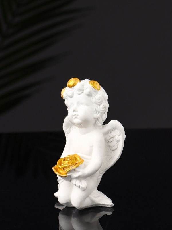 Набор фигур "Ангелы на подносе" 20х10х16 см, белый