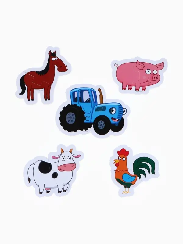 Мягкие пазлы для ванны Мягкие пазлы для ванны "Животные", Синий трактор