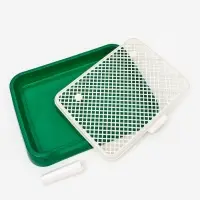 Туалет для собак, 46.5&times;36&times;5.5 см, со съёмной решеткой и столбиком, зелёный