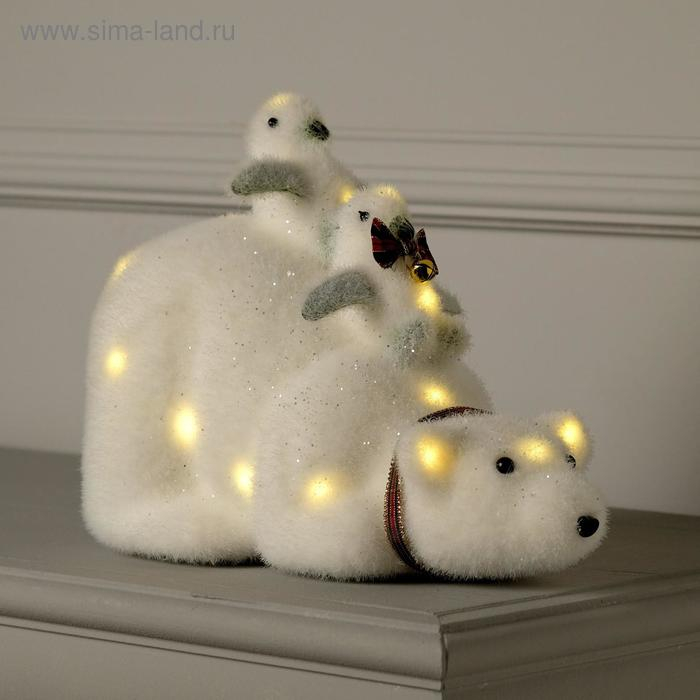 Светодиодная фигура «Пингвины на медведе» 28 × 21 × 15 см, флок, батарейки CR2032х2 (в комплекте), свечение тёплое белое Светодиодная фигура «Пингвины на медведе» 28 × 21 × 15 см, флок, батарейки CR2032х2 (в комплекте), свечение тёплое белое