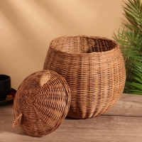 Корзина с крышкой, 25х25х34 см, ротанг