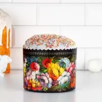 Форма бумажная для кулича «Жостово», 13.4×10 см, разноцветная
