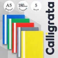 Набор папок-скоросшивателей А5, 5 штук, Calligrata, 180 мкм, с прозрачным верхом, МИКС