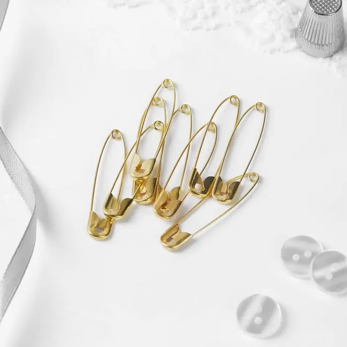 Булавки английские, 45 мм, 10 шт., цвет золотой