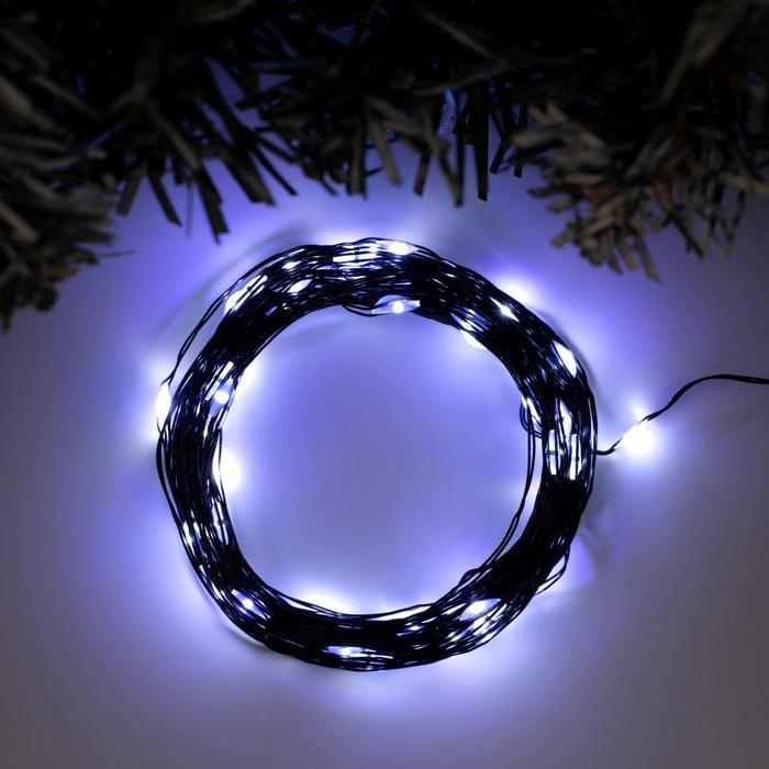 Гирлянда «Нить» 10 м роса, IP20, чёрная нить, 100 LED, свечение белое, 12 В Гирлянда «Нить» 10 м роса, IP20, чёрная нить, 100 LED, свечение белое, 12 В
