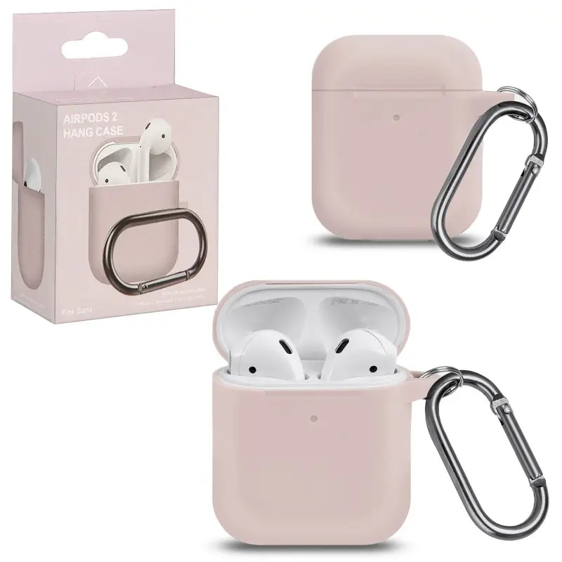 Чехол для AirPods 1/2 с карабином №2 Pink Sand
