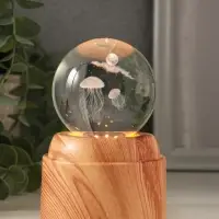 Сувенир стекло свет "Шар. Медузы" 6хLED шар d=6 см, крутится, USB 7х7х10 см Сувенир стекло свет "Шар. Медузы" 6хLED шар d=6 см, крутится, USB 7х7х10 см