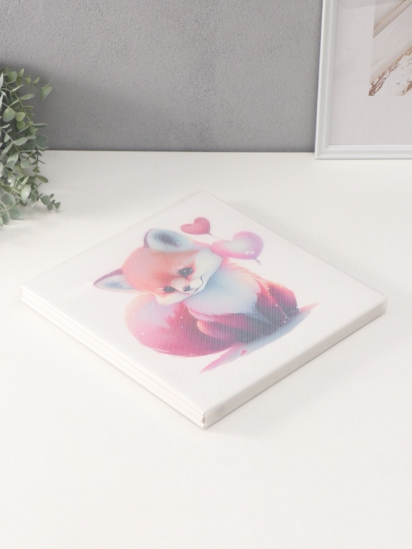 Фотоальбом магнитный 20 листов Фотоальбом магнитный 20 листов "Лисёнок с сердечками" кожзам, в коробке 2,6х32х33,5 см