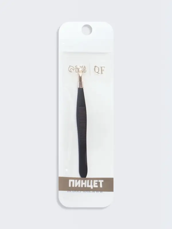 Пинцет скошенный, узкий, 8.5 см, цвет чёрный, золотистый