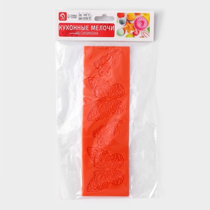 Коврик для айсинга Доляна «Бабочки», силикон, 19×6 см, цвет оранжевый Коврик для айсинга Доляна «Бабочки», силикон, 19×6 см, цвет оранжевый