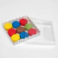 Коробочка для печенья с PVC крышкой «Горох», белая, 15×15×3 см