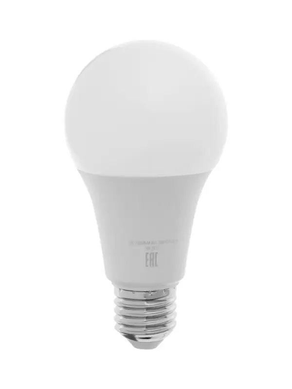 Лампа светодиодная Включай, А65, 20 Вт, E27, 1900 Лм, 6500K, IP20, свечение холодное белое, матовое