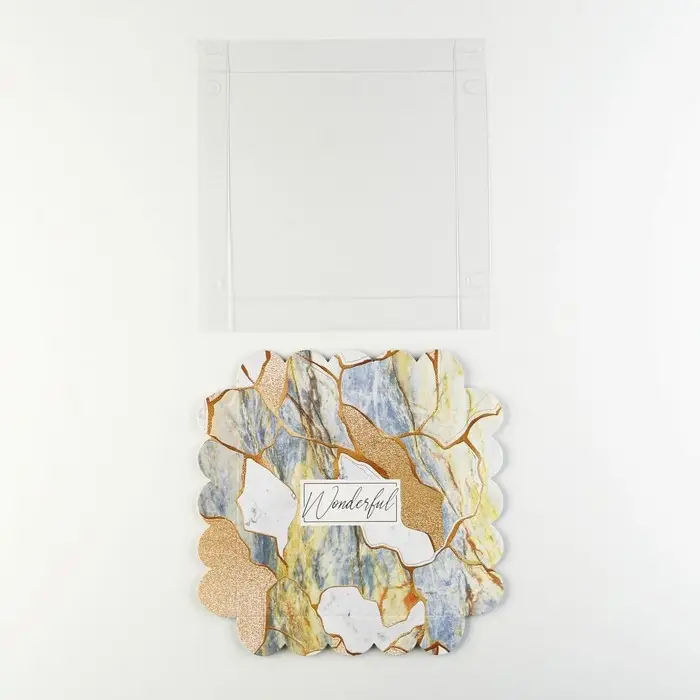 Коробка для печенья, кондитерская упаковка с пластиковой крышкой, «Камень», 18 х 18 х 3 см