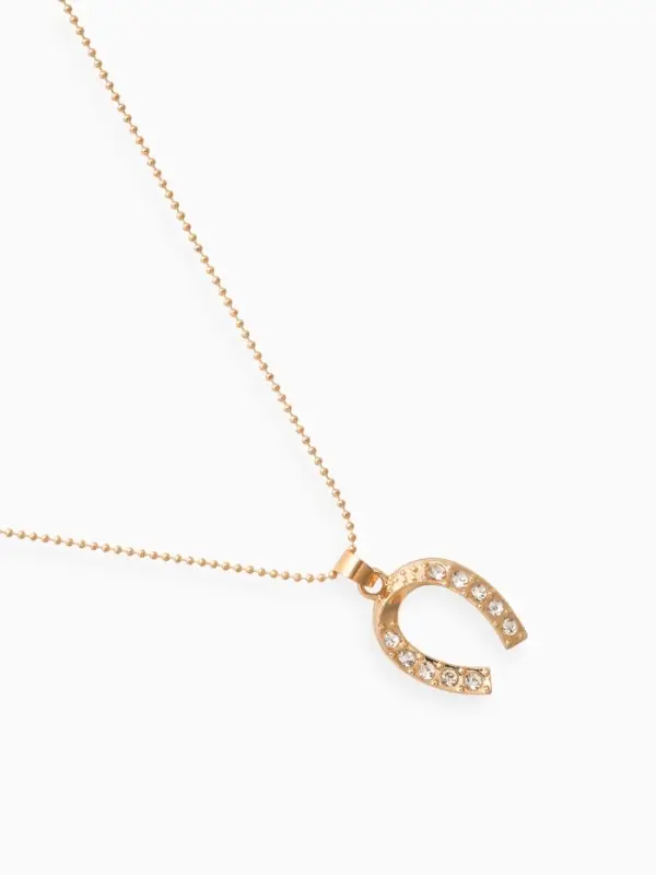 Кулон на цепочке &laquo;Подкова&raquo;, белый в золоте, 45 см