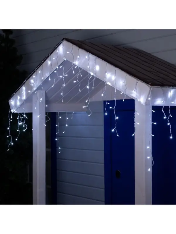 Гирлянда &laquo;Бахрома&raquo; 4&times;0.6 м, IP44, прозрачная нить, 180 LED, свечение белое, мерцание белым, 220 В