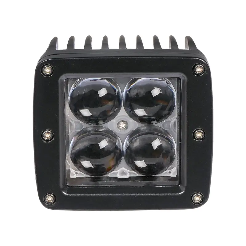 Фара светодиодная квадратная, 4 LED линза 4D, 12W, (82х75х75) 12/24V