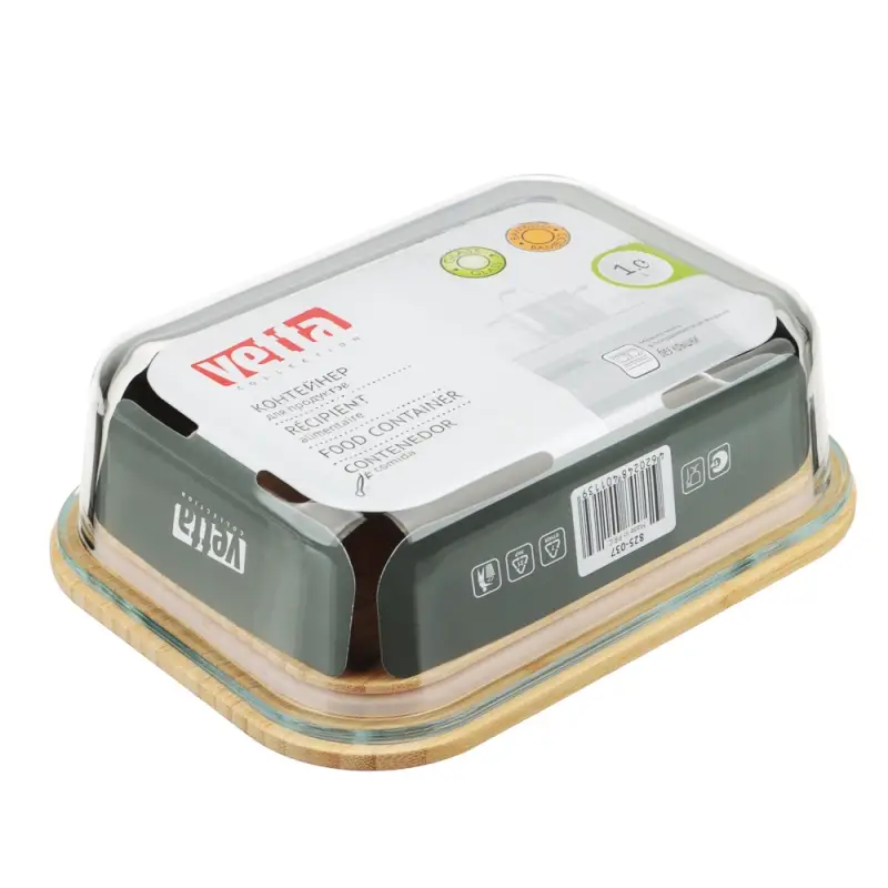 VETTA Контейнер для продуктов 1000мл, крышка бамбук, жаропрочное стекло