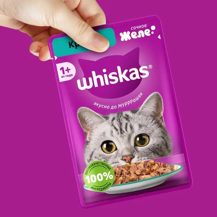 Влажный корм Whiskas для кошек, желе кролик, 75г Влажный корм Whiskas для кошек, желе кролик, 75г