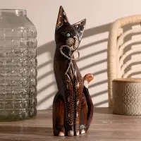 Сувенир дерево "Кошка с бабочкой на шейке"30 см