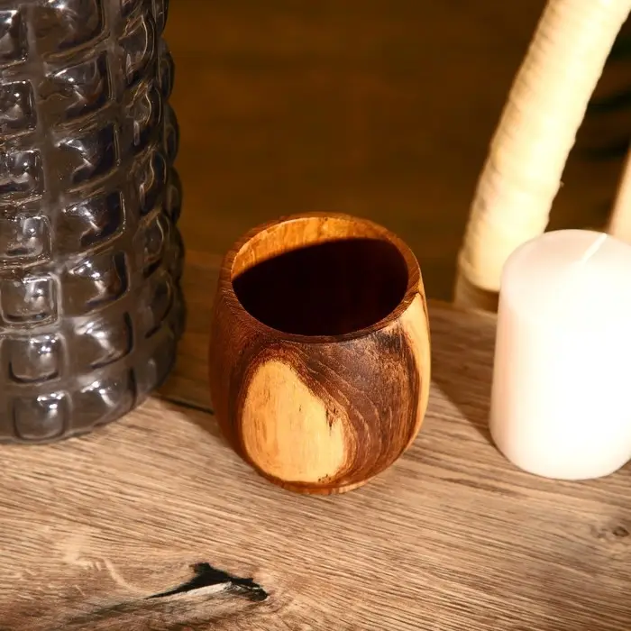 Стакан, 8×8×8 см, тиковое дерево