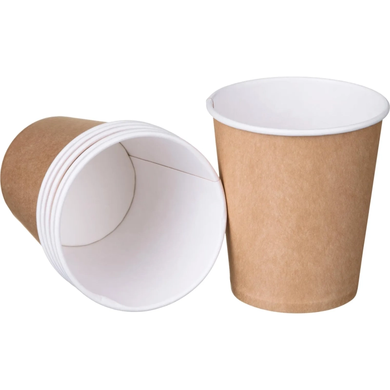 Стакан одноразовый картонный, Крафт, 1-сл, d=80мм, 250мл, 50шт/уп