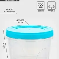 Банка для хранения продуктов с крышкой &laquo;Фиджи&raquo;, 700 мл, пластик, МИКС