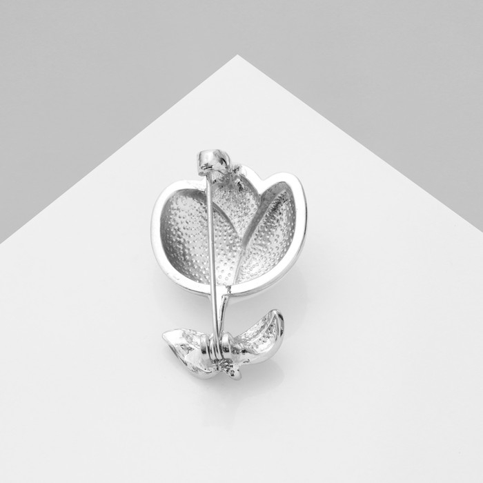 Брошь «Цветочек», цвет бело-зелёный в серебре Брошь «Цветочек», цвет бело-зелёный в серебре