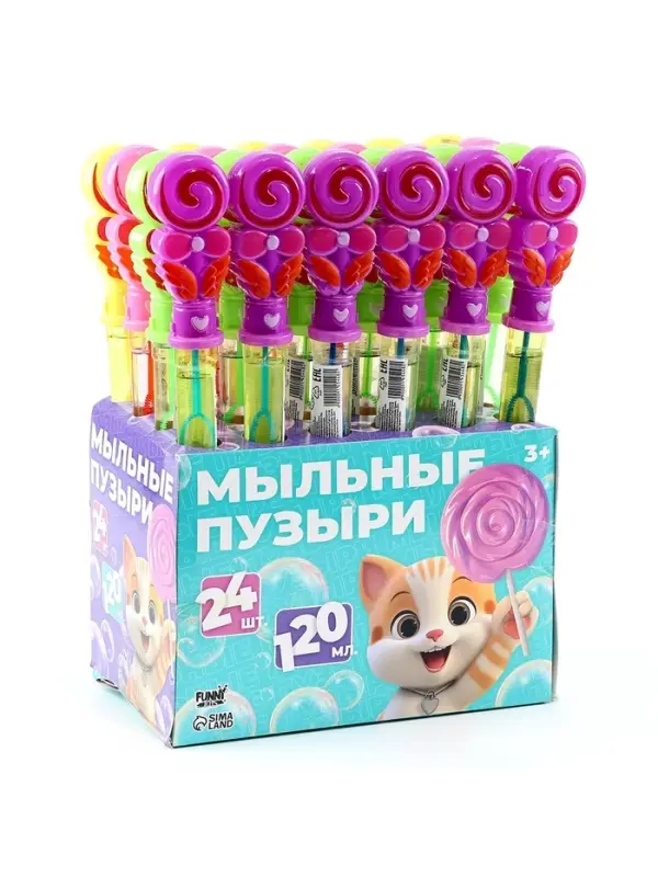 Мыльные пузыри Funny toys &laquo;Леденец&raquo;, 37&times;3&times;3 см, 120 мл