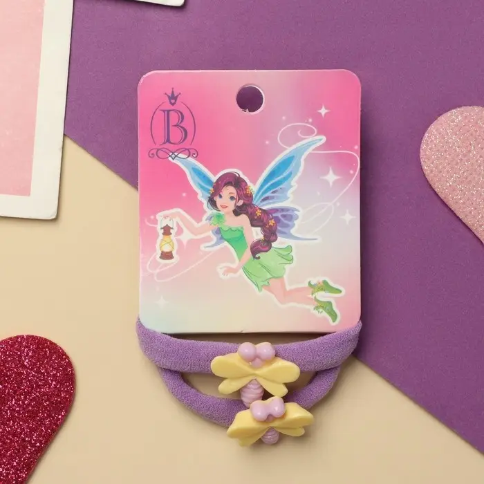 Резинка для волос  Резинка для волос "Фея" (набор 2 шт) стрекоза, 4 см, сиреневый