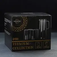 Набор для напитков Magistro «Дарк», 5 предметов: кувшин 1.35 л, 4 стакана 320 мл, стекло, тёмно-серый Набор для напитков Magistro «Дарк», 5 предметов: кувшин 1.35 л, 4 стакана 320 мл, стекло, тёмно-серый