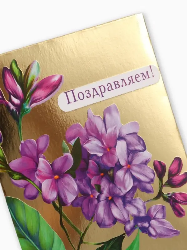 Конверт для денег &laquo;Поздравляем!&raquo;, сирень, 16,5 х 8 см