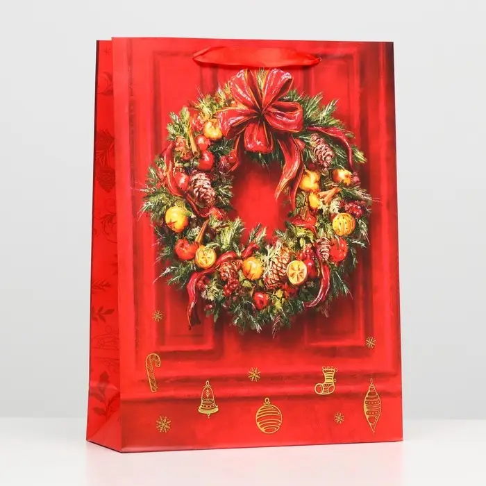 Пакет ламинированный Пакет ламинированный "Рождественский венок" 32 х 42 х 12