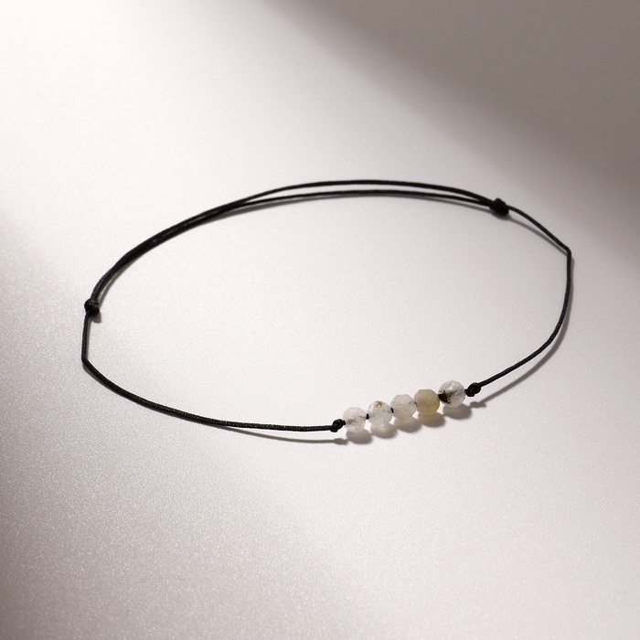 Браслет желаний шар №3 гранёный «Лунный камень» на чёрной нити, длина регулируется Браслет желаний шар №3 гранёный «Лунный камень» на чёрной нити, длина регулируется