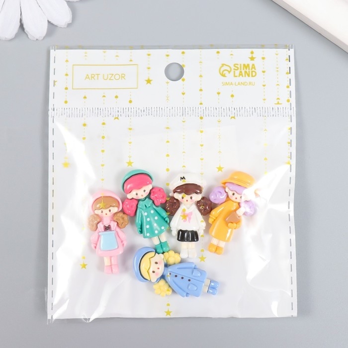 Декор для творчества пластик  Декор для творчества пластик "Малышка нарядная" набор 5 шт 3,5х1,9 см