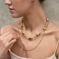 Колье цепочка &laquo;барокко&raquo;, 2 яруса, цвет золото