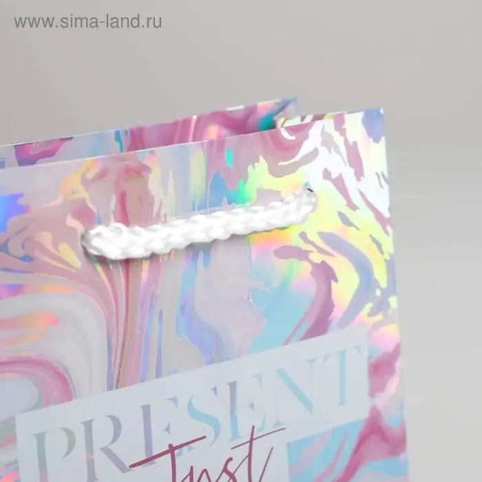 Пакет подарочный голографический, упаковка, «Present», 12 х 15 х 5.5 см