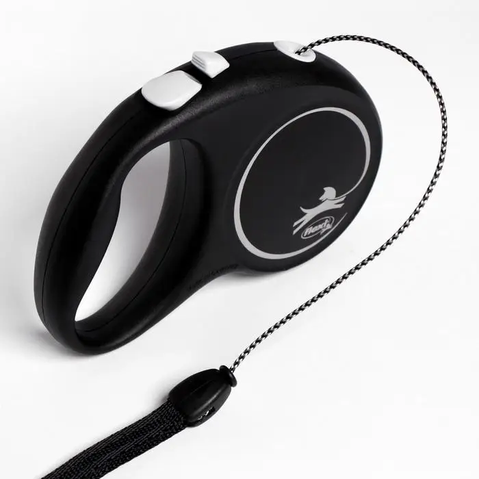 Рулетка Flexi Black Design S (до 12 кг) 5 м трос, чёрный/серебро