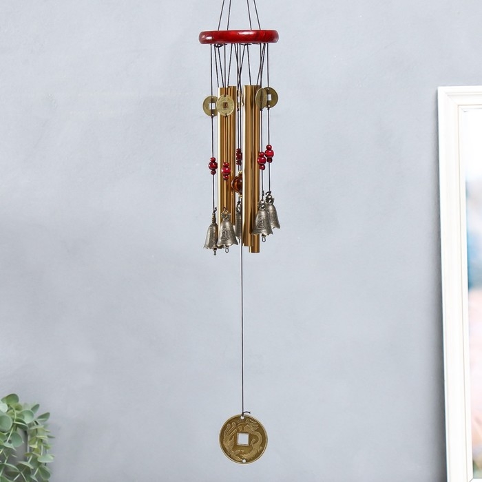 Музыка ветра металл Музыка ветра металл "Монета" 4 трубки 5 колокольчиков 60х8,3 см
