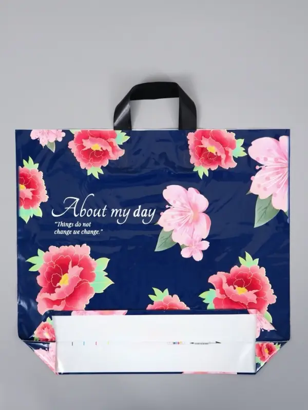 Пакет с петлевой ручкой "Цветы 45 х 40 х 8 см, 60 мкм