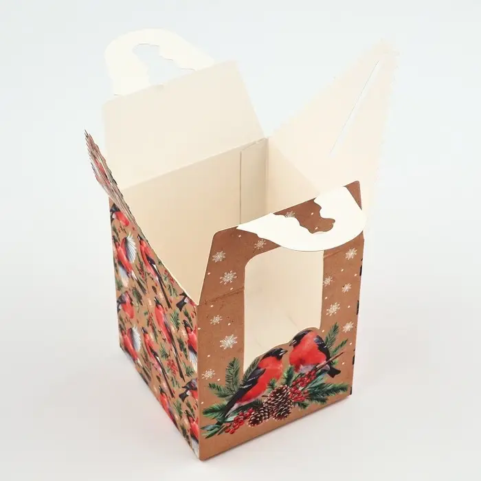 Коробка новогодняя складная «Снегири» 9 х 11 х 9 см Коробка новогодняя складная «Снегири» 9 х 11 х 9 см
