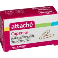 Скрепки Attache омедненные, 28 мм,негофрированные, золотистые, 100 шт/уп