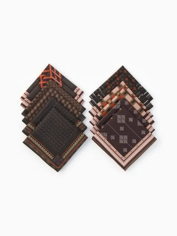 Платки носовые мужские Этель 30*30 см,(набор 12 шт,) цв. св. коричневый, рис. МИКС, 100% хл