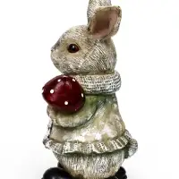 Садовая фигура из полистоуна &laquo;Зайка с грибами&raquo;, 26&times;12&times;16 см