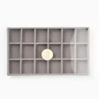 Подставка для украшений QF18 ячеек, флок, 21&times;12.3&times;2.5 см, серая