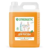 Средство для мытья посуды Synergetic, антибактериальный гель, биоразлагаемый, апельсин, 5 л