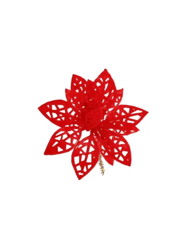 Ёлочные игрушки 6 шт. &laquo;Зимнее волшебство. Резной цветок&raquo; пластик, 7 см, красный