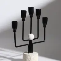 Подсвечник на 5 свечей &laquo;Канделябр. Пятизубец&raquo;, d=2 см, чёрный, 21&times;7&times;26.8 см